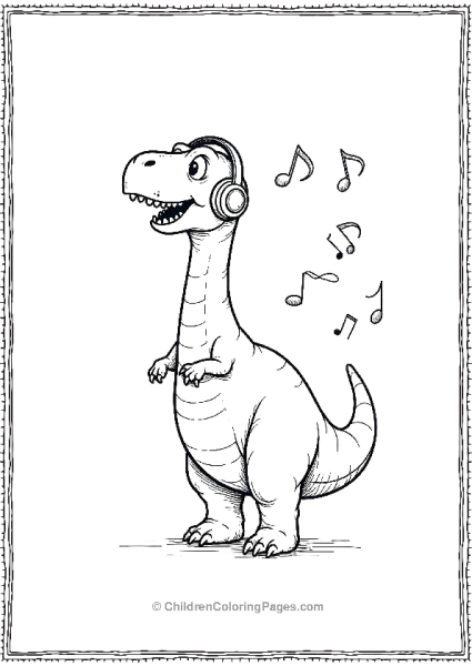 Brachiosaurus Wearing Headphones Free PDF Printable