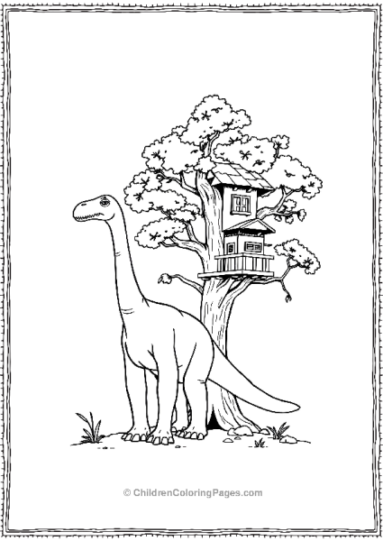 Brachiosaurus With A Treehouse Free PDF Printable