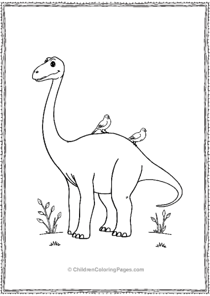 Brachiosaurus With Birds Perched On Its Back Free PDF Printable