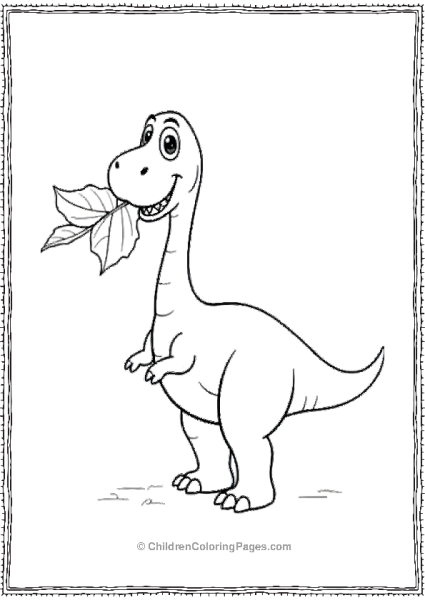 Brachiosaurus With Giant Leaf In Mouth Free PDF Printable