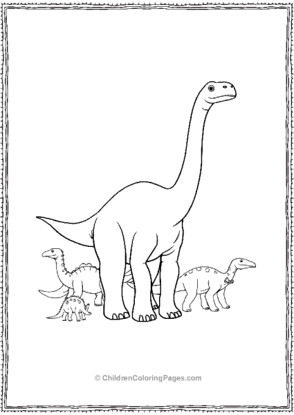 Brachiosaurus With Other Dinosaurs Free PDF Printable