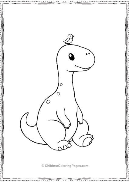 Brachiosaurus With Tiny Bird On Head Free PDF Printable