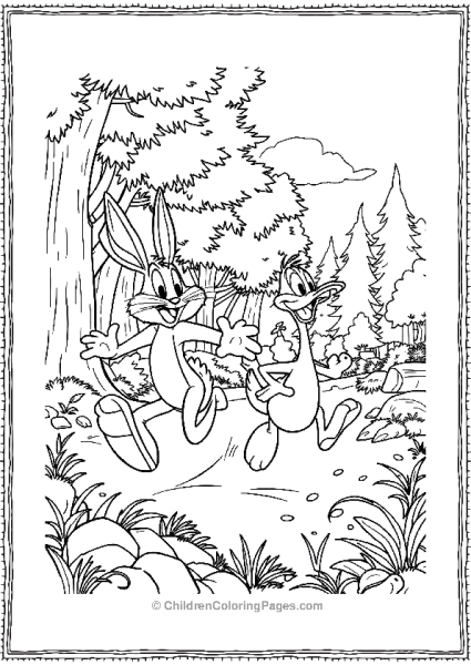 Bugs Bunny And Daffy Duck In The Woods Free PDF Printable