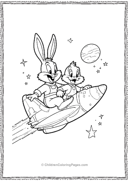 Bugs Bunny And Duck In Spaceship Free PDF Printable