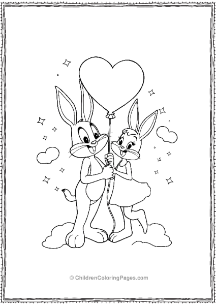 Bugs Bunny And Lola With Heart Balloon Free PDF Printable