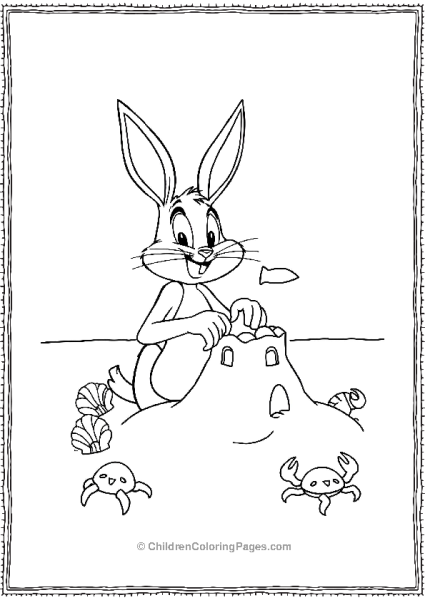 Bugs Bunny Building Sandcastle With Crabs Free PDF Printable