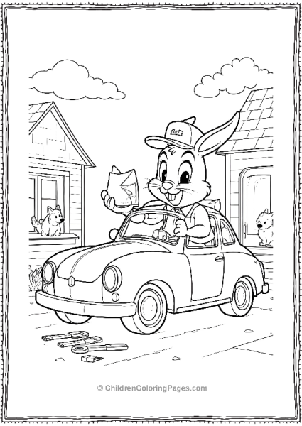 Bugs Bunny Delivering Mail By Car Free PDF Printable