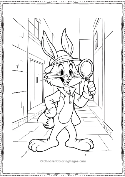 Bugs Bunny Detective With Magnifying Glass Free PDF Printable