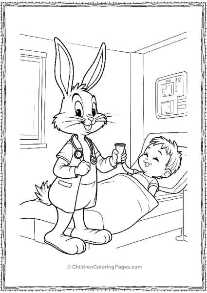 Bugs Bunny Doctor Visiting Sick Boy Free PDF Printable