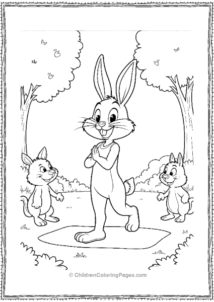 Bugs Bunny Doing Yoga With Friends Free PDF Printable