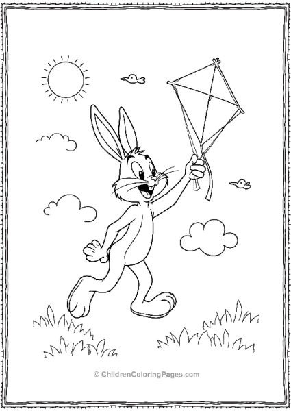 Bugs Bunny Flying A Kite Free PDF Printable