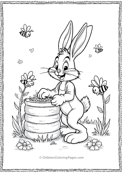 Bugs Bunny Helping Bees Gather Honey Free PDF Printable