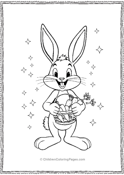 Bugs Bunny Holding Basket Of Carrots Free PDF Printable