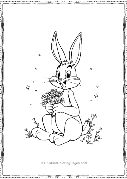 Bugs Bunny Holding Flowers For Lola Free PDF Printable