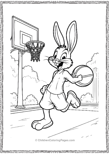 Bugs Bunny Playing Basketball Free PDF Printable