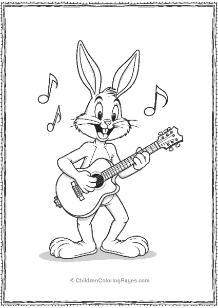 Bugs Bunny Playing Guitar Free PDF Printable