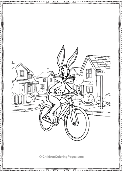 Bugs Bunny Riding A Bike In The Suburbs Free PDF Printable