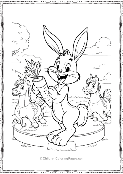 Bugs Bunny Riding A Play Horse Free PDF Printable