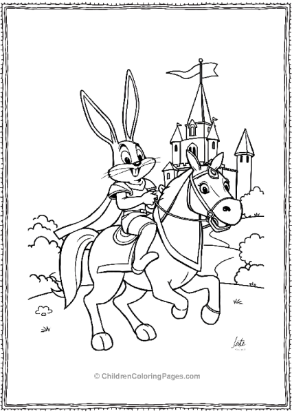 Bugs Bunny Riding Horse Towards Castle Free PDF Printable