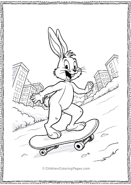 Bugs Bunny Skateboarding In The City Free PDF Printable