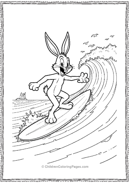 Bugs Bunny Surfing A Wave Free PDF Printable