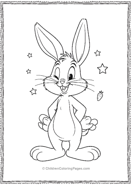 Bugs Bunny Winking With Stars And Carrot Free PDF Printable