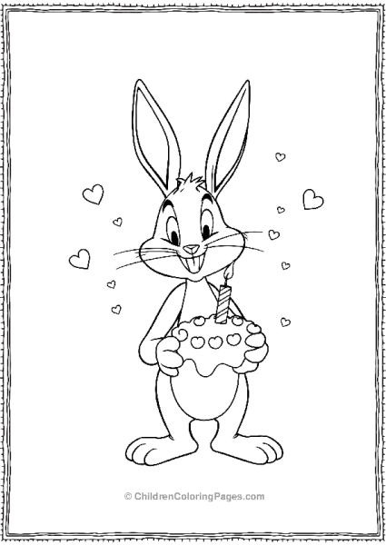 Bugs Bunny With Birthday Cake Free PDF Printable