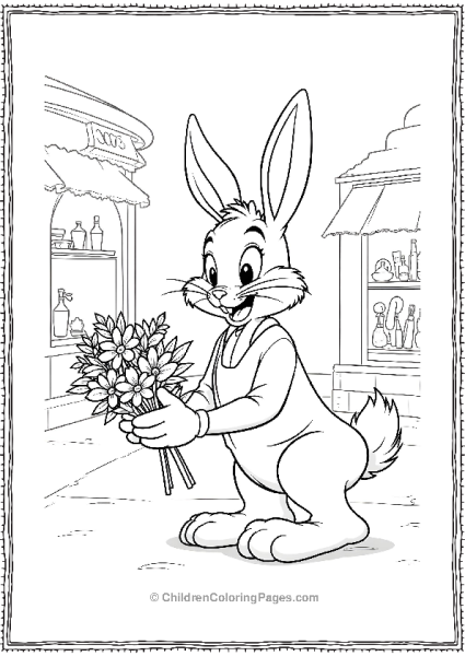 Bugs Bunny With Flowers In Hand Free PDF Printable