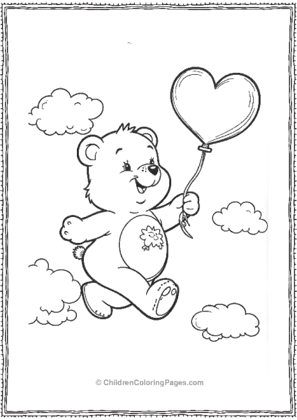 Care Bear Holding A Heart Balloon Free PDF Printable