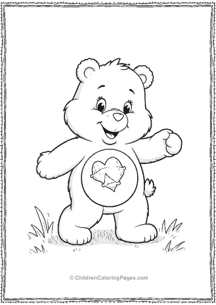 Care Bear With Heart Patch Coloring Page Free PDF Printable