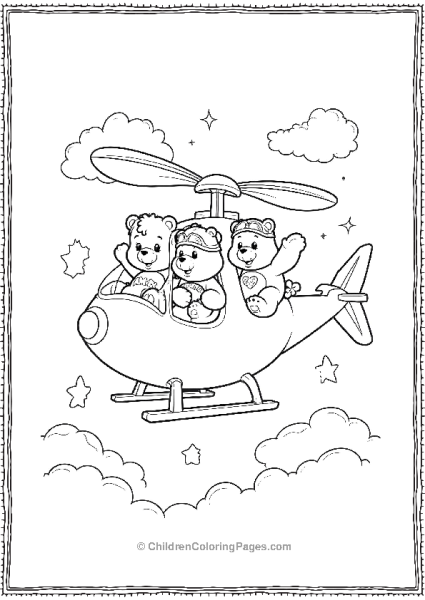 Care Bears Flying In A Helicopter Free PDF Printable