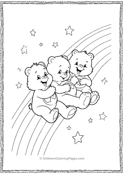 Care Bears On A Rainbow Free PDF Printable