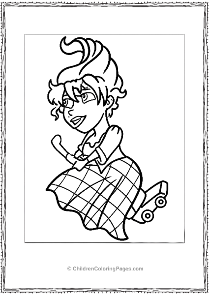 Cartoon Mary Sanderson From Hocus Pocus On A Witch Broom Free PDF Printable