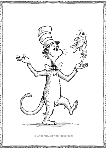 Cat In The Hat Balancing On One Foot Free PDF Printable