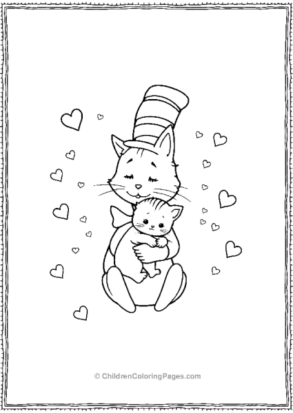 Cat In The Hat Cuddling A Kitten Free PDF Printable