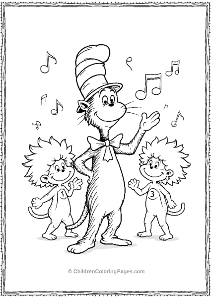 Cat In The Hat Dancing With Thing 1 And 3 Free PDF Printable