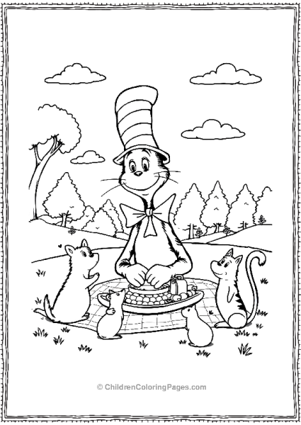 Cat In The Hat Enjoying Picnic Free PDF Printable