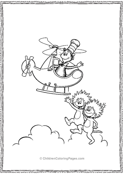 Cat In The Hat Flying A Helicopter Free PDF Printable