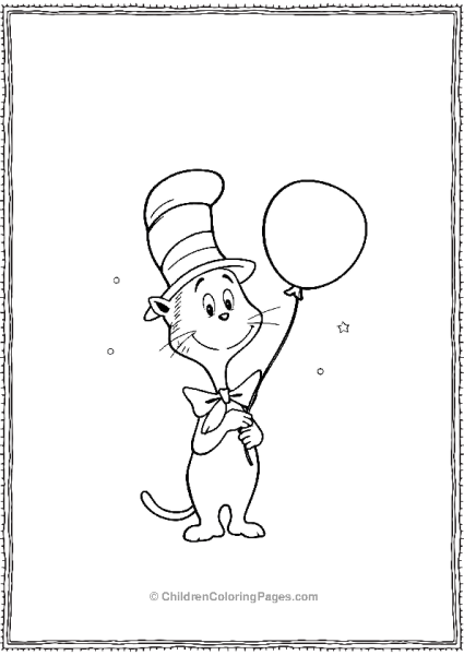 Cat In The Hat Holding A Balloon Free PDF Printable