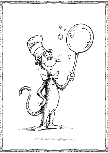 Cat In The Hat Holding A Giant Bubble Free PDF Printable