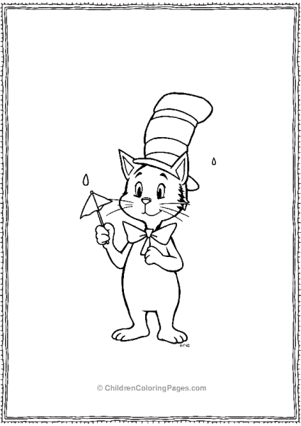 Cat In The Hat Holding A Tiny Umberella Free PDF Printable