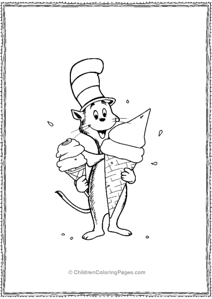 Cat In The Hat Holding Giant Ice Cream Free PDF Printable