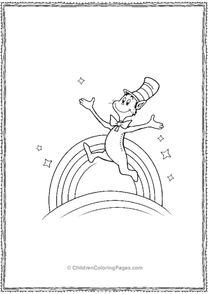 Cat In The Hat Jumping Over Rainbow Free PDF Printable