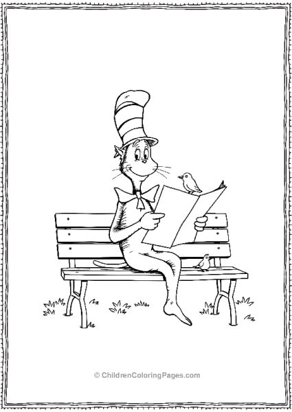 Cat In The Hat On A Park Bench Free PDF Printable