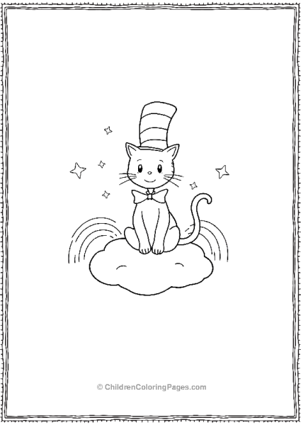 Cat In The Hat On A Small Cloud Free PDF Printable