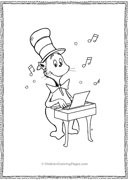 Cat In The Hat Playing A Tiny Piano Free PDF Printable