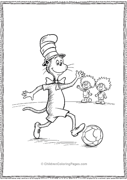 Cat In The Hat Playing Soccer Free PDF Printable