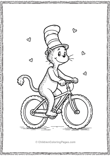 Cat In The Hat Riding A Bicycle Free PDF Printable