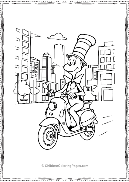 Cat In The Hat Riding A Scooter Free PDF Printable