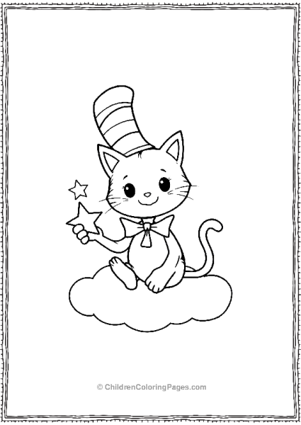 Cat In The Hat Sitting On A Cloud Free PDF Printable